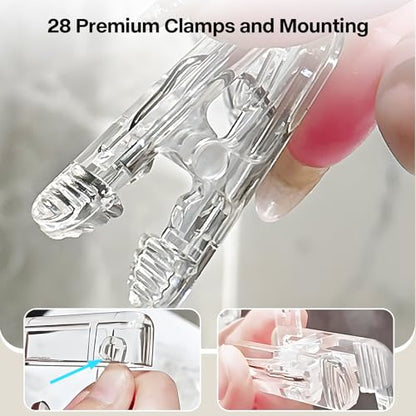 180 Rotating 4 Tier Clothes Drying Rack with 28 Clips, Wall Mounted Clothes Hanger with Suction Cups for Drying Socks, Baby Clothes, Bras, Underwear, Hat, Scarf, Towels, Gloves