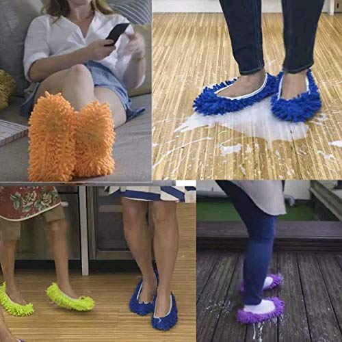 10 PCS 5 Pairs Dust Duster Mop Slippers Shoes Cover, Multi Function Washable Microfiber Foot Socks Floor Cleaning Shoes Cover for House Kitchen Office