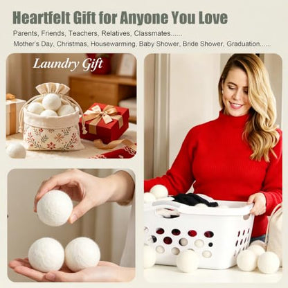 Wool Dryer Balls 6 Pack, 100% New Zealand Wool to Core - color: 2.6"-white-6pcs