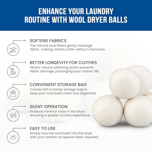 Ezhippie Quality Wool Dryer Balls - 4 XL Pack - 1000+ Loads - Pure Organic Wool - Reusable Natural Fabric Softener Perfect with Essential Oils, Reduce Clothing Static and Wrinkles - color: Four Plain Balls