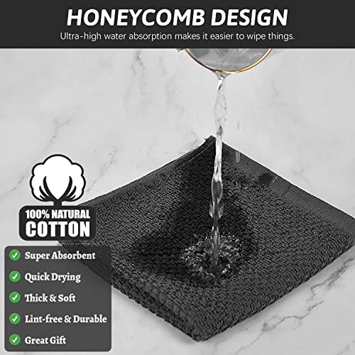 Nialnant 8 Pack Terry Dish Cloths,100% Cotton Dish Towels for Kitchen - color: Black, size: 12 x 12 in - 8PCS