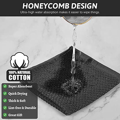 Nialnant 8 Pack Terry Dish Cloths,100% Cotton Dish Towels for Kitchen - color: Black, size: 12 x 12 in - 8PCS