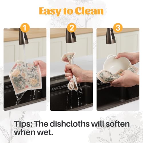 JOYMOOP 6 Pack Dishcloths for Kitchen, Reusable Absorbent Non-Scratch Cleaning Cloths, Washable Quick-Drying Rags for Cookware and Household, 6.7×7.9 Inch - color: Quiet Luxury [6 Pcs]