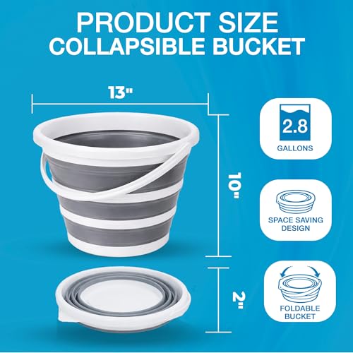 Collapsible Bucket with Handle 2.6 Gallons 10L Foldable Bucket