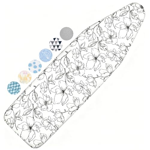 Ironing Board Cover and Pad, 15x54 Standard Size, Scorch Resistant - color: Floral White, size: 15" x 54"