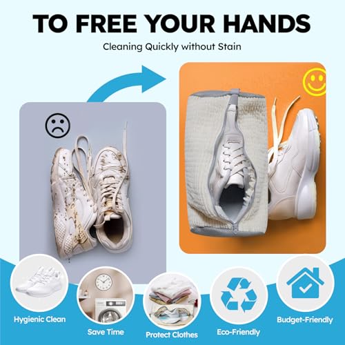 Shoe Washing Machine Bag: Shoe Washing Bag Keeps Clean - Reusable Laundry Shoe Bag for Sneaker Tennis Shoes Unstain Cleaner Kit(Cream 2 Pcs) - color: White 2pcs