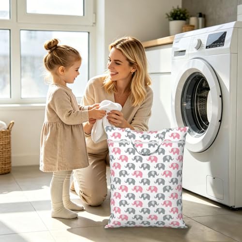 Cute Elephants Travel Laundry Bag Washable Dirty Clothes Bag for Gym - color: Cute Elephants