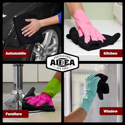 AIDEA Microfiber Cleaning Cloth-10PK, Black Microfiber Towels,12"×12" - color: Black, size: 10PK