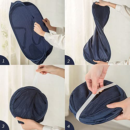 4 Pcs Collapsible Laundry Baskets, Pop-up Laundry Hamper - color: Black/Blue/Beige/Gray