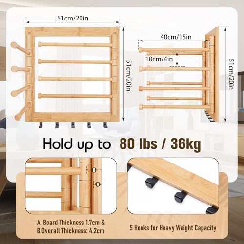 Sintuff Wall Mount Drying Rack 20'' Collapsible Foldable Clothes Dryer Rack