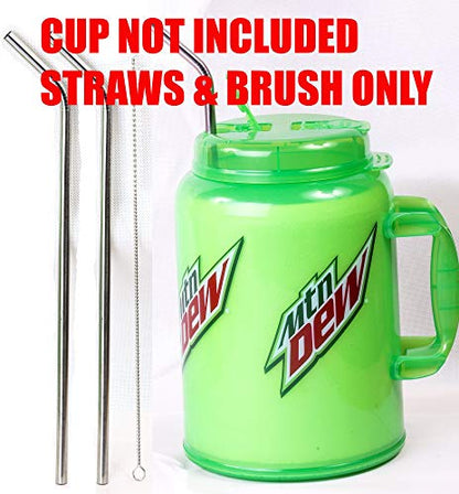 2 JUMBO 14" Stainless Steel Straws 100 oz HUGE SUPER LONG Drinking Wide Compatible With Whirley Insulated Travel Mug FOAM Truck Stop Cups - size: 2 Jumbo Straws 14" × 3/8"