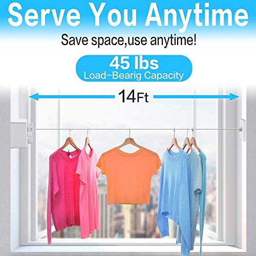 JOOM Retractable Clothesline Indoor, Dual 2 x 13.8 FT Clothes Lines, Gray - color: Gray