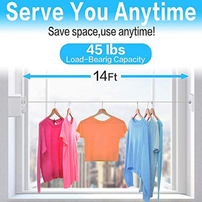 JOOM Retractable Clothesline Indoor, Dual 2 x 13.8 FT Clothes Lines, Gray - color: Gray