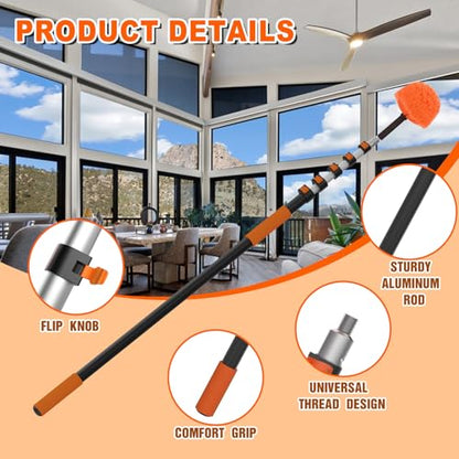 SISUPASSIE 30FT Reach Cobweb Duster with Extension Pole, High Ceiling Long Duster with 5-24FT Telescoping Pole, Spider Web Brush for Indoor Outdoor Use - size: 24FT
