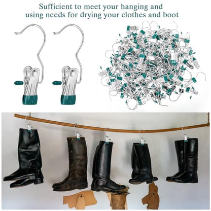 Yinder 150 Pcs Boot Hanger Clips Laundry Hooks Stainless Steel,Dark Green - color: Blackish Green