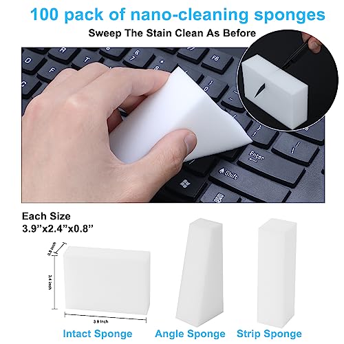 100 Pack Magic Sponge Eraser,Multi-Functional Household Cleaning Kitchen Dish Sponge for Furniture,Extra Thick and Long Lasting Melamine Cleaning Sponges for Bathroom,Bathtub, Wall Cleaner (100) - color: X-100