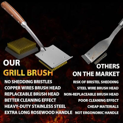 ENLOY 2-Pack Copper Wire Grill Brush Replacement Heads - color: 2 Pack Grill Brush Heads