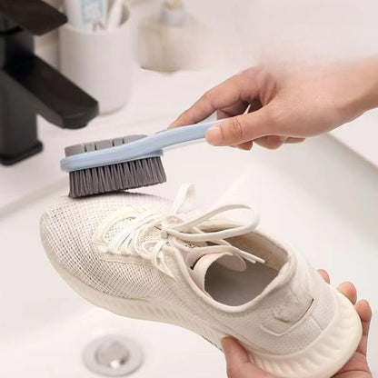 Shoe Cleaner Brush Laundry Stain Removal Brush Double Sided Soft Bristle Long Handle Multi Cleaning Brush for Shoes Clothes Scrub Brush with Silicone Soft Brush Sole Cleaning (Green) - color: Green