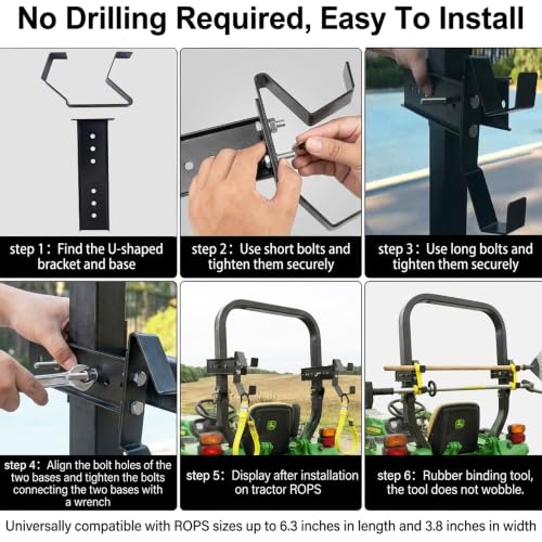 Tractor ROPS Tool Holder 2PC Universal Heavy Duty Tractor Tool Carrier Rack