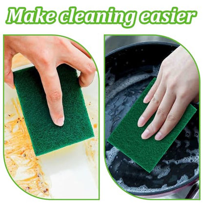 60 PCS Scouring Pads Heavy Duty, Reusable Multipurpose Scour Pads, 5.9 x 3.95 inch Household Scrub Pad for Cleaning, Green Dish Scrubber Scrubbing Pad for Dishes Sink Kitchen Metal Grills