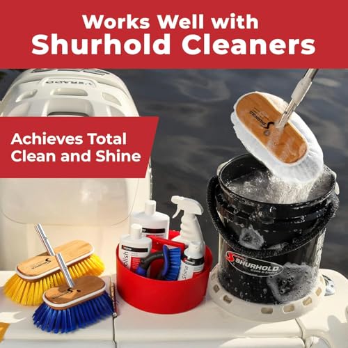 Shurhold Classic Deck Brush – Boat Cleaning Brush with Wood Block, Rubber Bumper & Durable Bristle Design - color: Stiff, White - 10", style: Deck Brush Stiff