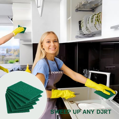 100 Pcs Scouring Pads, Dish Scrubber Scouring Pads, Green, 3x4in