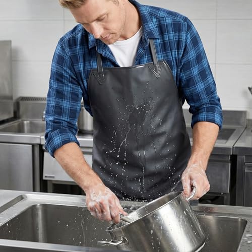 Nanxson Waterproof Rubber Aprons for Butcher Dog Grooming Dishwashing - color: Blackred