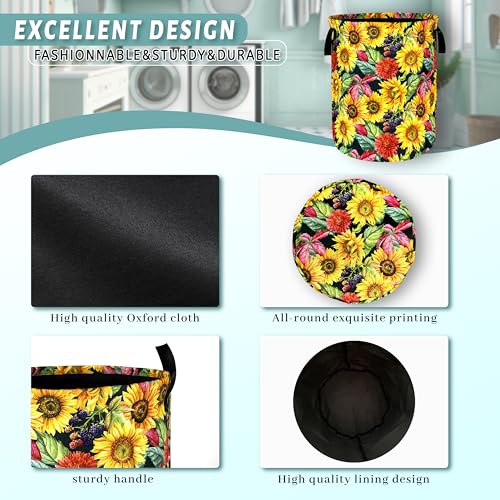 Sunflowers Laundry Basket Oxford Cloth Foldable Hamper 18.9x16.5 Inch - color: Yellow Sunflowers Floral