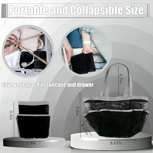 Mesh Shower Caddy Portable - 9 Pockets, Shower Bag for Dorm Room Camping - color: Grey