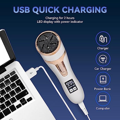 Nicebirdie Electric Callus Remover for Feet with Vacuum, Premium Portable Pedicure Tools Rechargeable Waterproof 2 Speed Foot File Scrubber Callus Remover Tool Foot Care kit （White） - style: White4