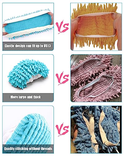 8 Pcs Mop Slippers Socks Floor Cleaning,Microfiber Shoe Covers dust Washable Reusable for Woman Man House Kitchen (Blue) - color: Blue