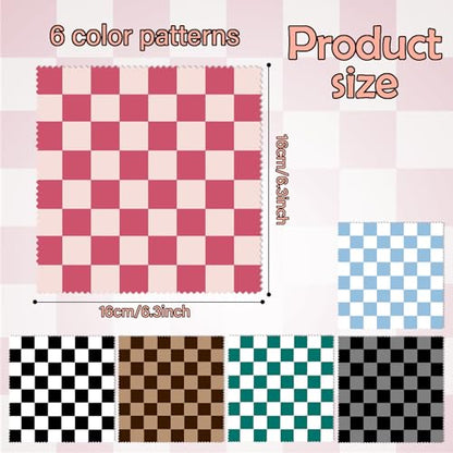 6 PCS Glasses Cleaning Cloth Eyeglass Cleaning Cloth Lens Eyeglasses Microfiber Cute Aesthetic Cloth for Unisex Women Girls Reusable Phone Screens Camera Multi-Patterns(6.3"x6.3")-Checkered - color: N3-checkered