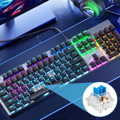 60 Pcs Mechanical Keyboard Switches, 3-Pin Clicky Tactile Dustproof Keyboard Switch Replacement Kit with Switch Puller and Cleaning Brush for Keyboard DIY