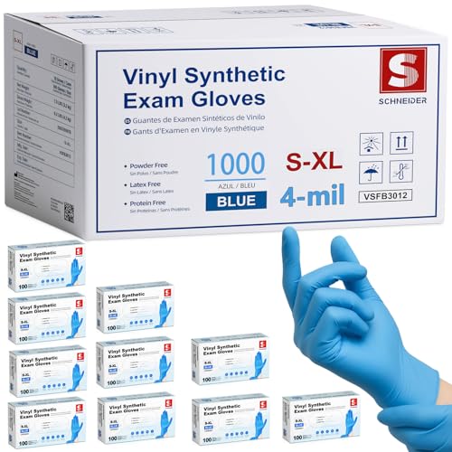 Schneider Medical Nitrile/Vinyl Blend Exam Disposable Gloves Latex Free - color: Blue (Large)