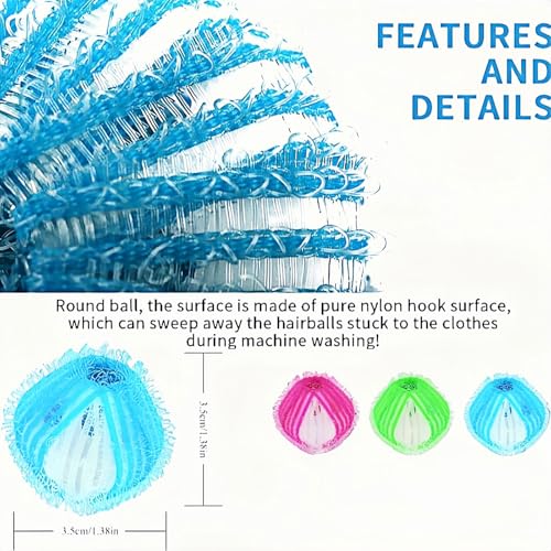 12-Pack Pet Hair Remover for Laundry, Reusable Dog & Cat Hair Catcher Balls for Washing Machine & Dryer, Lint Fur Dander Remover, Laundry Pet Hair Catcher for Clothes Bedding