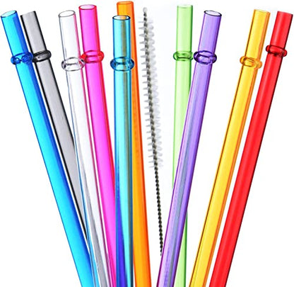 ALINK 13 inch Reusable Plastic Straws, Extra Long Colorful Tritan Tumbler Replacement Straws for Stanley Cups, 1 Gallon, 64/40/ 32 oz Water Bottles, Set of 10 with Brush - style: 13 INCH