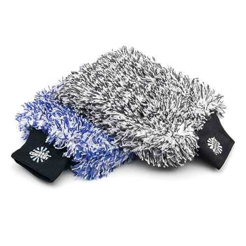 The Rag Company Cyclone Ultra Car Wash Mitt, Blue + Black, 8x9 in, 2-Pack