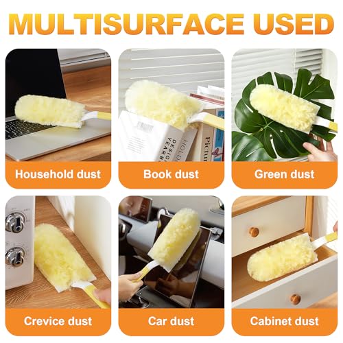 Heavy Duty Duster Refills for Swiffer Duster, 24 Count Yellow Refills with 1 Handle, Disposable Dusters for Cleaning Electronics, Furniture, Blinds - color: Yellow[handle]*1+yellow[refills(double-sided)]*24