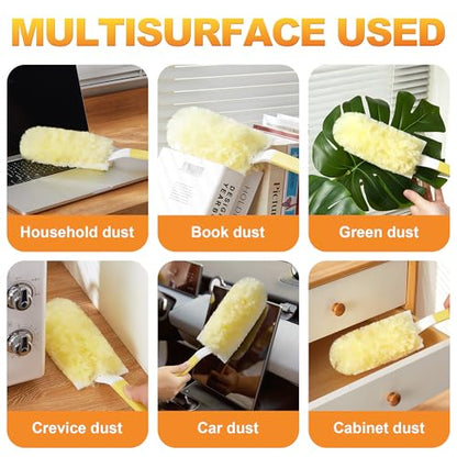 Heavy Duty Duster Refills for Swiffer Duster, 24 Count Yellow Refills with 1 Handle, Disposable Dusters for Cleaning Electronics, Furniture, Blinds - color: Yellow[handle]*1+yellow[refills(double-sided)]*24