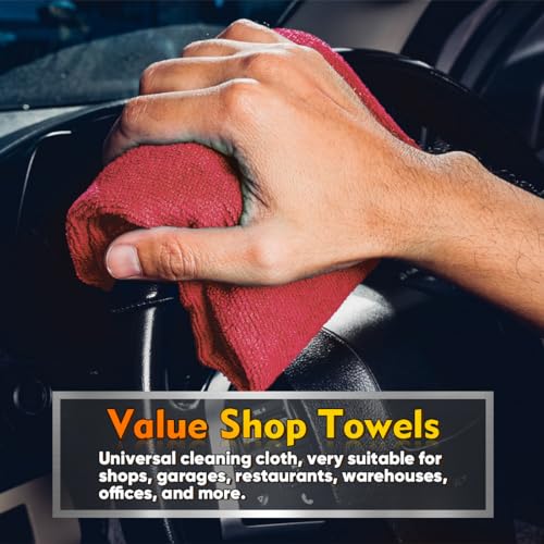 HOMEXCEL Microfiber Cleaning Cloth 100 PK, Towels for Cars, Shop Rags, Red - color: Red