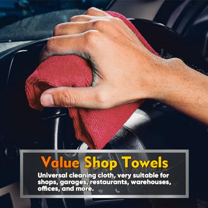 HOMEXCEL Microfiber Cleaning Cloth 100 PK, Towels for Cars, Shop Rags, Red - color: Red