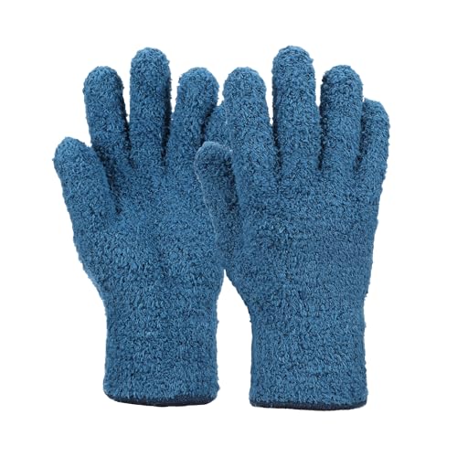 uxcell Microfiber Gloves, Reusable Washable Plant Dusting Gloves Cleaning Mittens for Auto Plants Household - color: Dark Blue