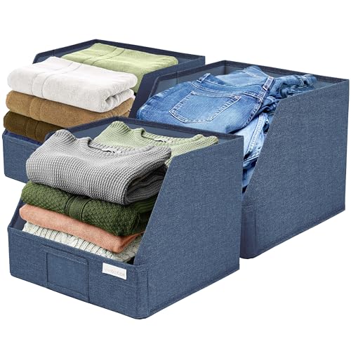VIVIDECOR Open Front Trapezoid Closet Bins, Closet Storage Organizer for Shelves, Navy Blue - color: Navy Blue