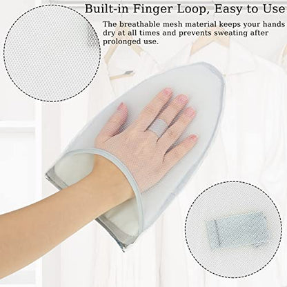 2 Pieces Gloves for Steamer Garment Steamer Ironing Gloves Waterproof Anti Steam Mitt with Finger Loop Heat Resistant Ironing Board for Clothes Steamers Protective Ironing Board Holder (Blue, Plaid)
