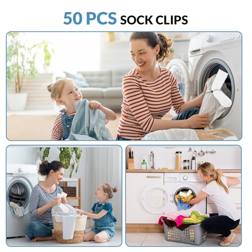 Sock Clip-Sock Holder - 50 Pcs Sock Clips for Laundry Locks Your Socks Laundry Sock Holder Sock Tie Clips Sock Organizer for for Washing Machine and Dryer with The Sock Laundry Organizer