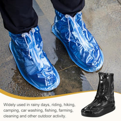 HARFINGTON Waterproof Shoes Cover XXL (US 8) Rain Galoshes w Double Buckle - color: Black, size: XXL (US 8)