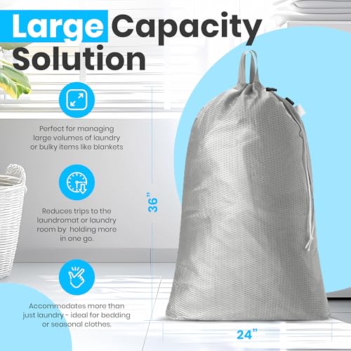Handy Laundry Mesh XL Laundry Bag 24"x36" with Shoulder Strap, Grey - color: Grey, size: 1-Pack