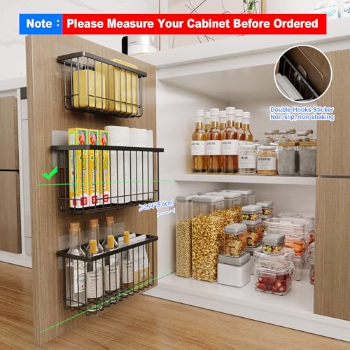 Mustorn 3 Pack Adhesive Cabinet Door Organizer, Lid Organizers Inside Cabinet Food Container/Tumbler Lid Organizer and Storage Cup Lids Holder for Kitchen & Bathroom Wall Mounted(Black) - color: Black, size: 3 Pack