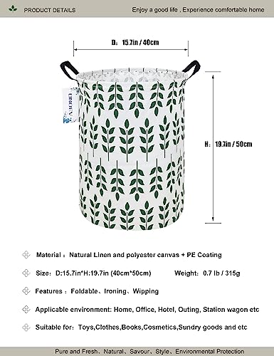 Round Leaf Laundry Hamper, Household Storage Bin - color: Leaf