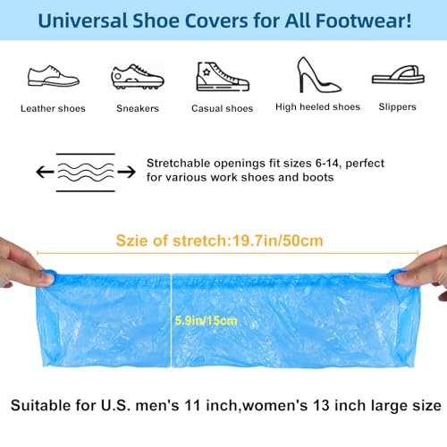 LYSHIYI 1000 Pcs Shoe Covers Disposable, Non-Slip, Reliable Shoe Covers for Indoors, 15.7'' Adjustable Size Great Value Boot Covers for Home, Hospitals, and Businesses - size: Men's US 11–13 / Women's US 12+